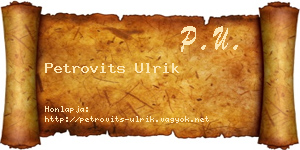 Petrovits Ulrik névjegykártya